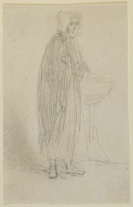 老婆の立像、1855-58年頃（オフホワイトの紙に鉛筆） 作： James Abbott McNeill Whistler